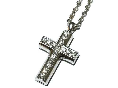 ブルガリ買取 750WG ラテン クロス ダイヤモンド ネックレス